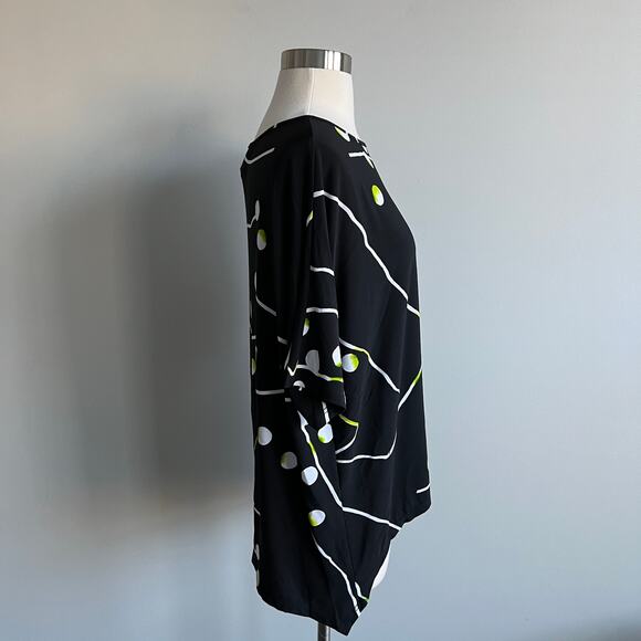 Clara Sun Woo Dolman Sleeve Tunic Black Geometric Medium M Packable Blouse - Picture 5 of 11